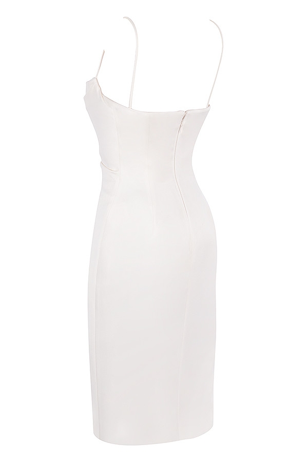 elfenbeinfarbenes satin-korsettkleid