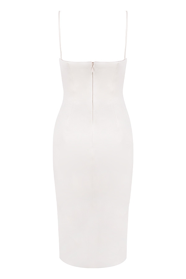 elfenbeinfarbenes satin-korsettkleid