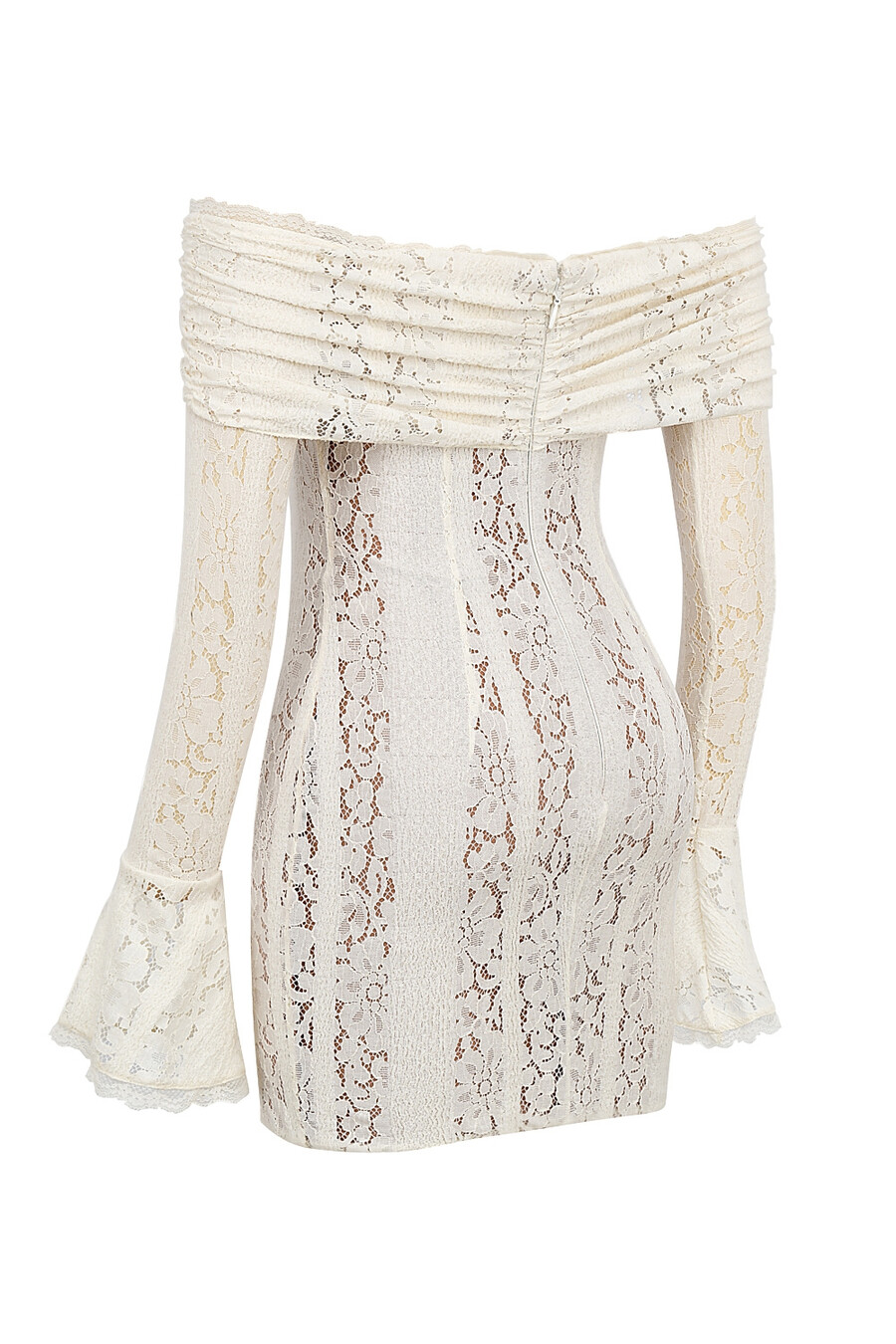 vintage cremefarbenes minikleid mit blumenmuster und spitze schulterfrei