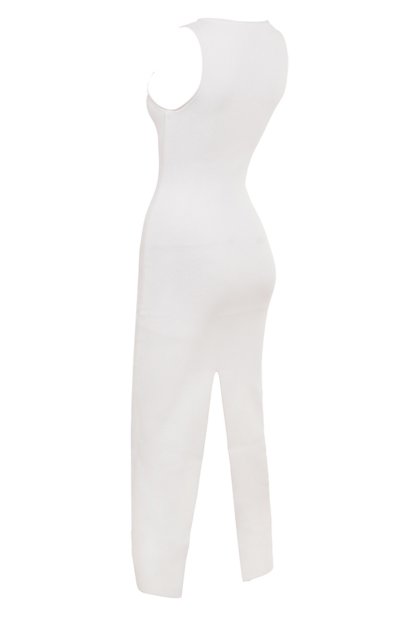 weißes stretch-strick-maxikleid