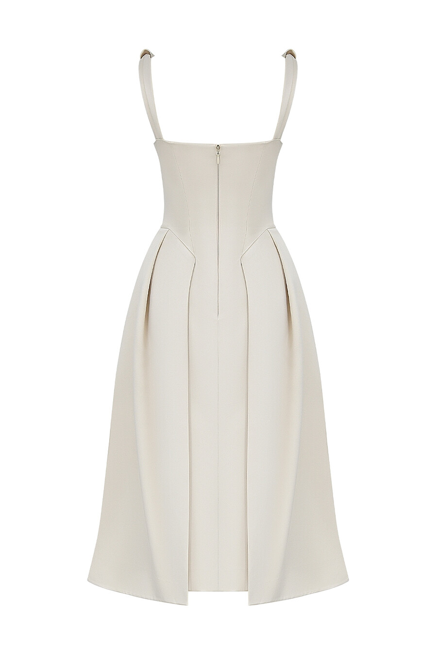 vintage cremefarbenes satin-plissee-midikleid