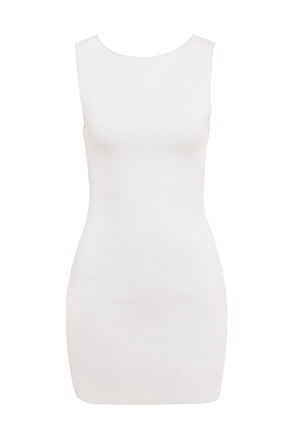 weißes stretch-strick-minikleid