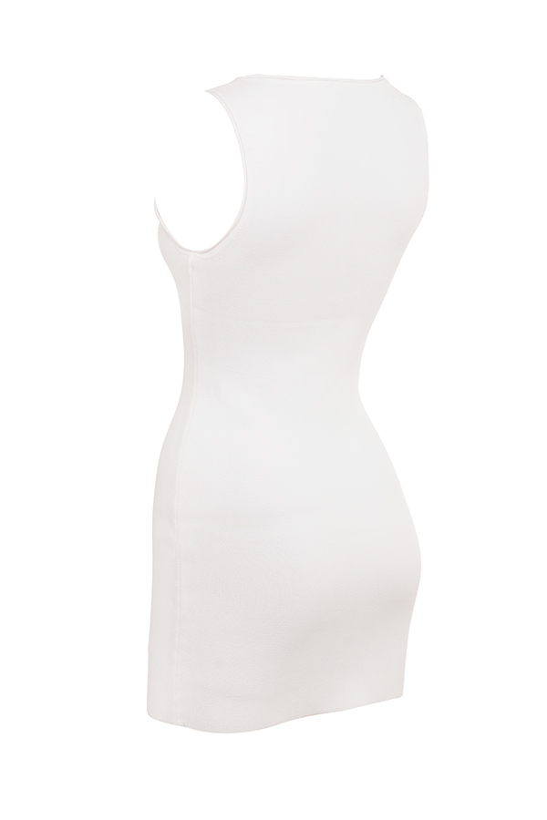 weißes stretch-strick-minikleid