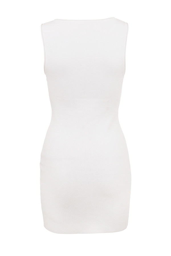 weißes stretch-strick-minikleid