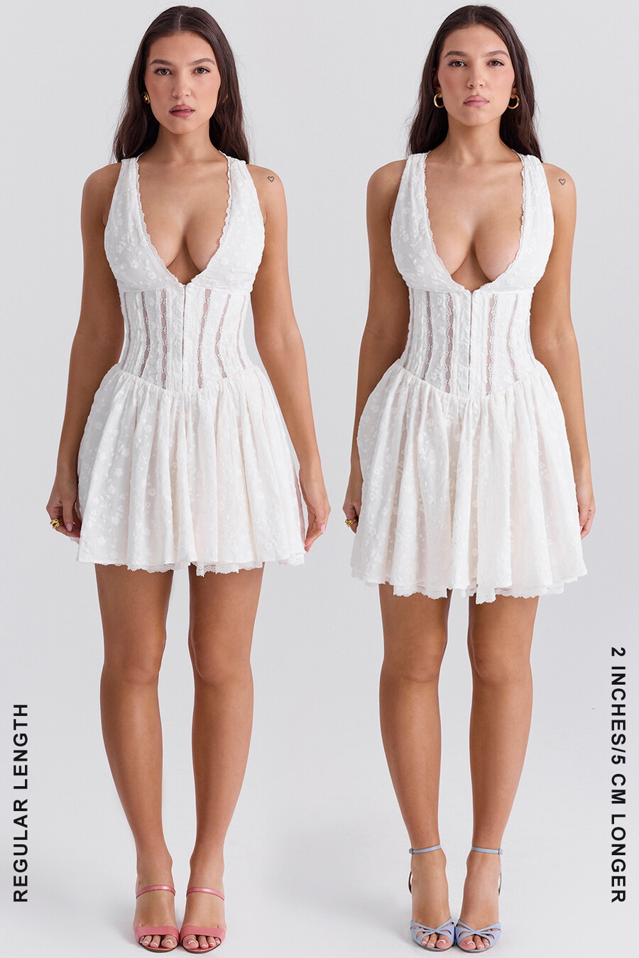 weißes baumwoll-broderie-anglais-plunge-minikleid