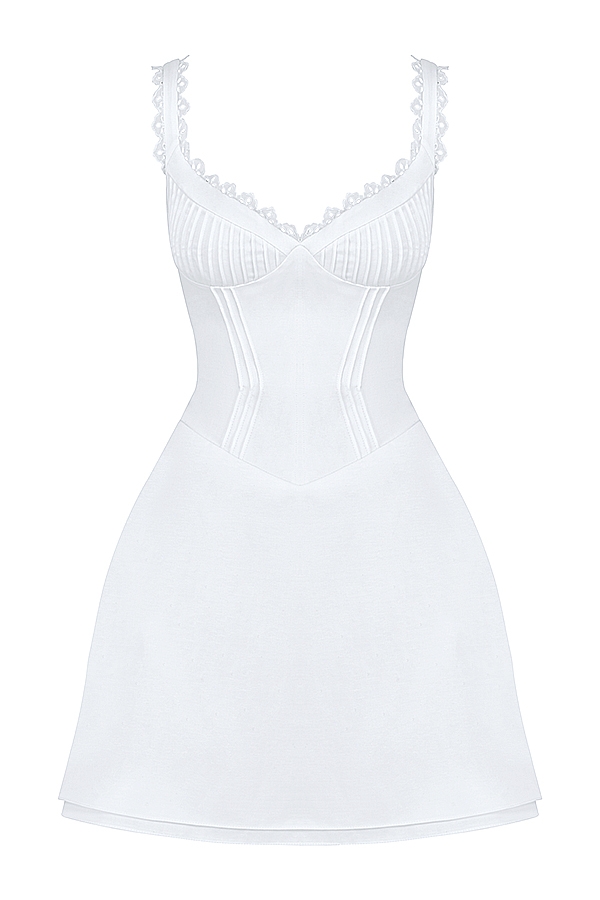 weißes minikleid mit abnähern