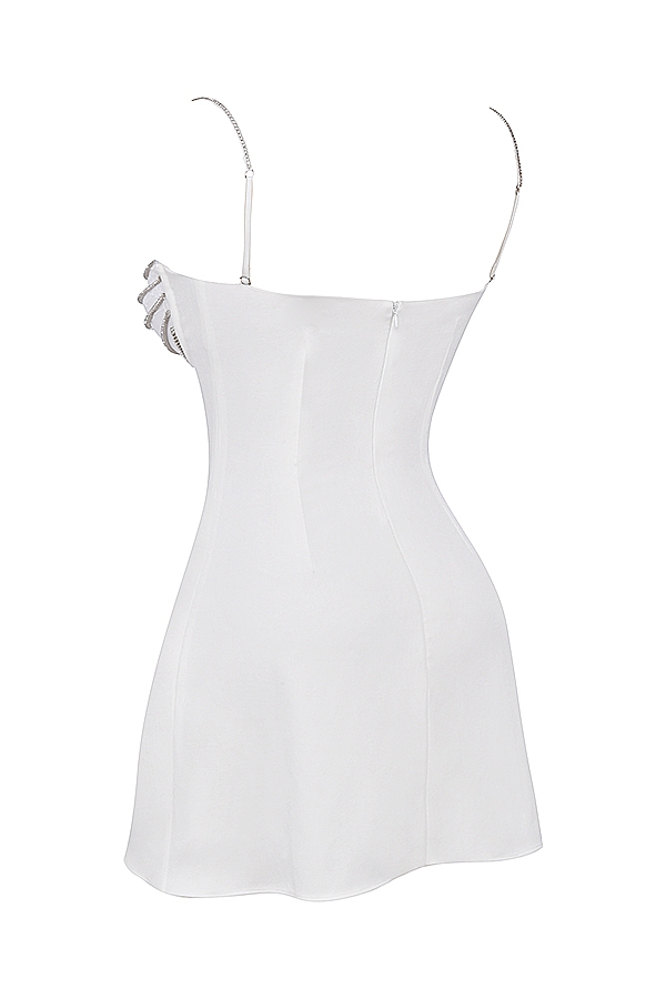 elfenbeinfarbenes kristallbesetztes minikleid