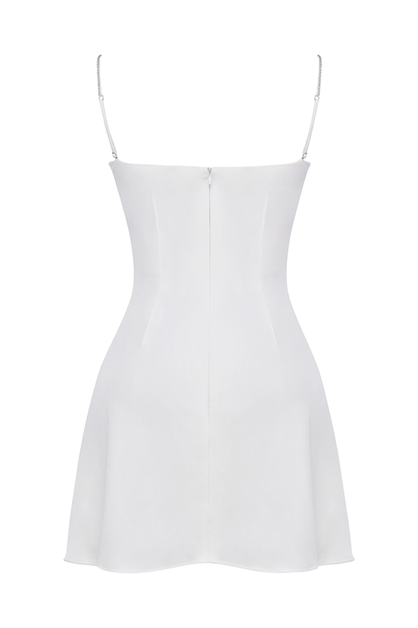 elfenbeinfarbenes kristallbesetztes minikleid