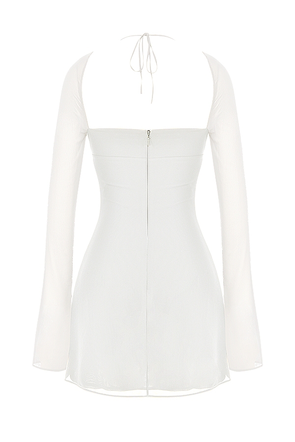 elfenbeinfarbenes chiffon-halter-minikleid