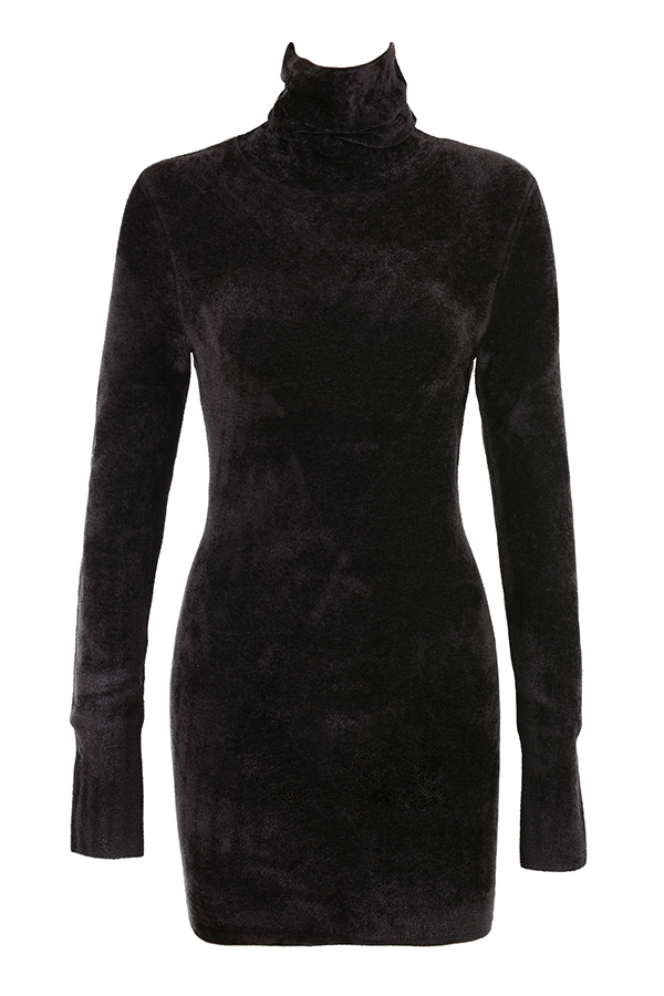 anthrazitfarbenes chenille-minikleid