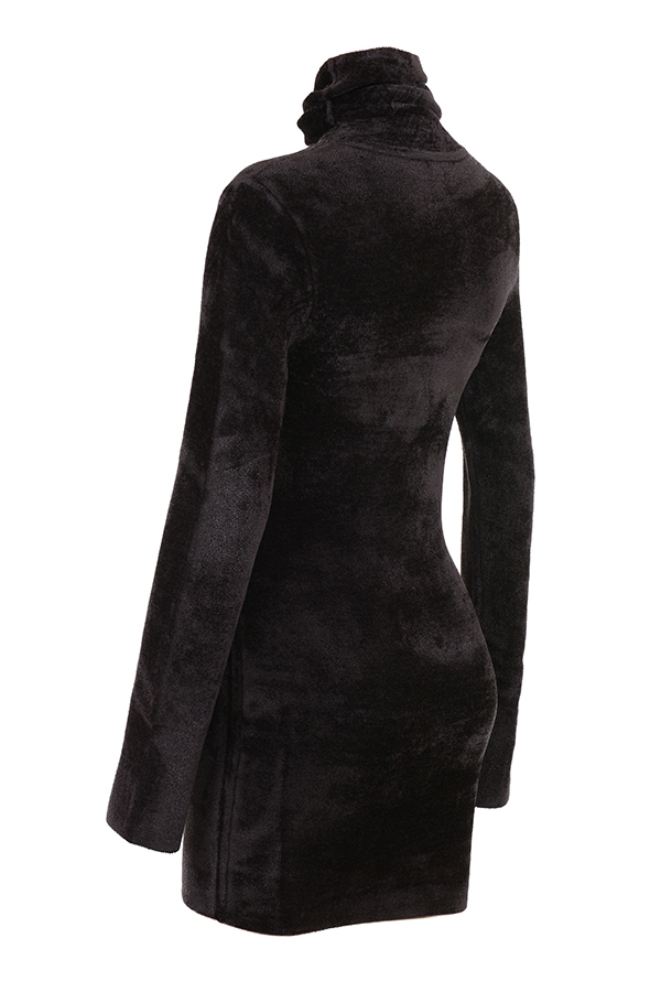 anthrazitfarbenes chenille-minikleid