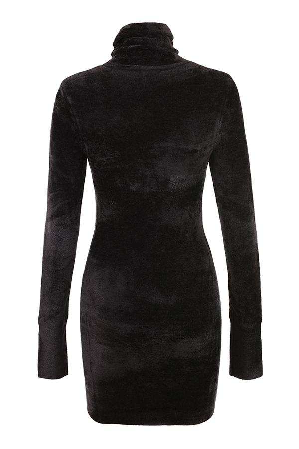anthrazitfarbenes chenille-minikleid