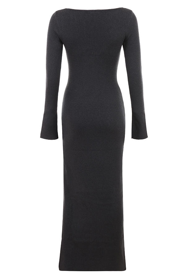 maxikleid aus anthrazitfarbenem kaschmirstrick