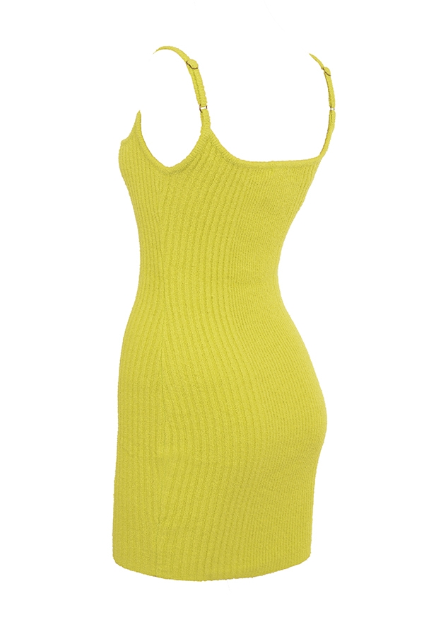 kurzes kleid aus strukturiertem baumwollstrick in limettengrün