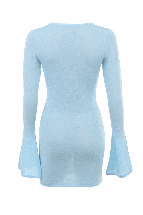 ozeanblaues strickminikleid