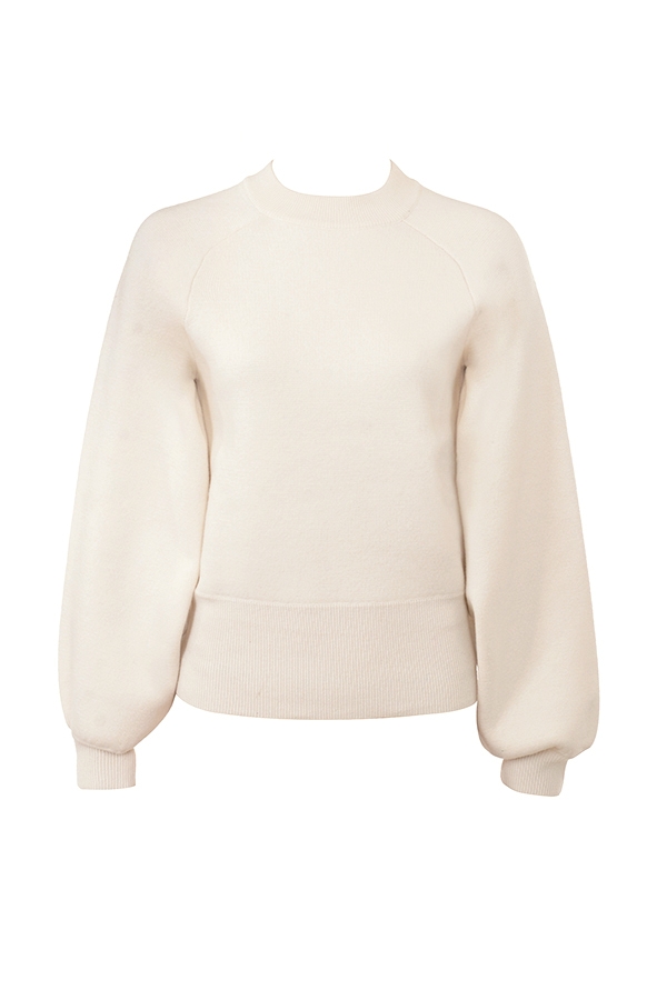 cremefarbener woll-kaschmir-pullover schwer gestrickt