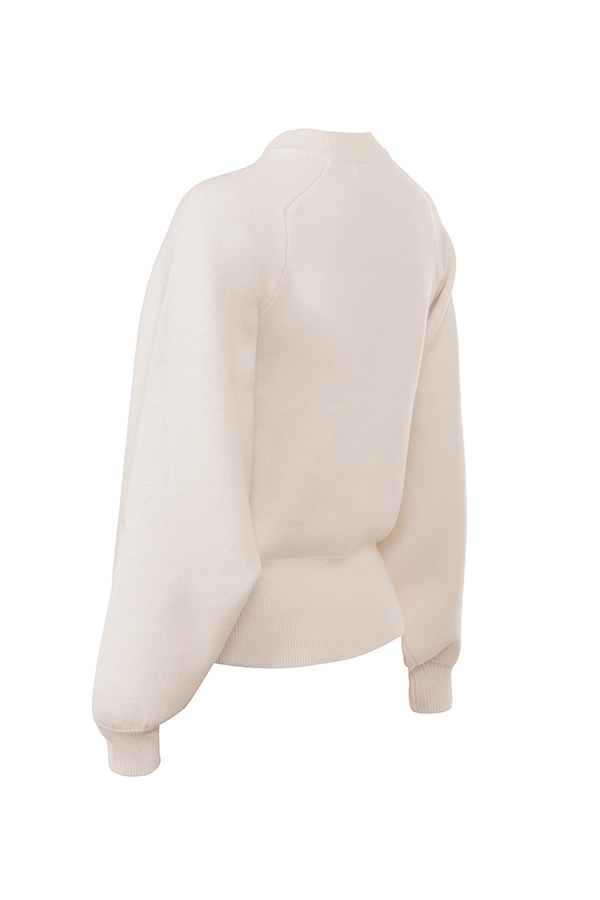 cremefarbener woll-kaschmir-pullover schwer gestrickt