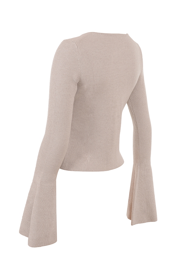 langarm-strickjacke aus wolle und kaschmir in beige