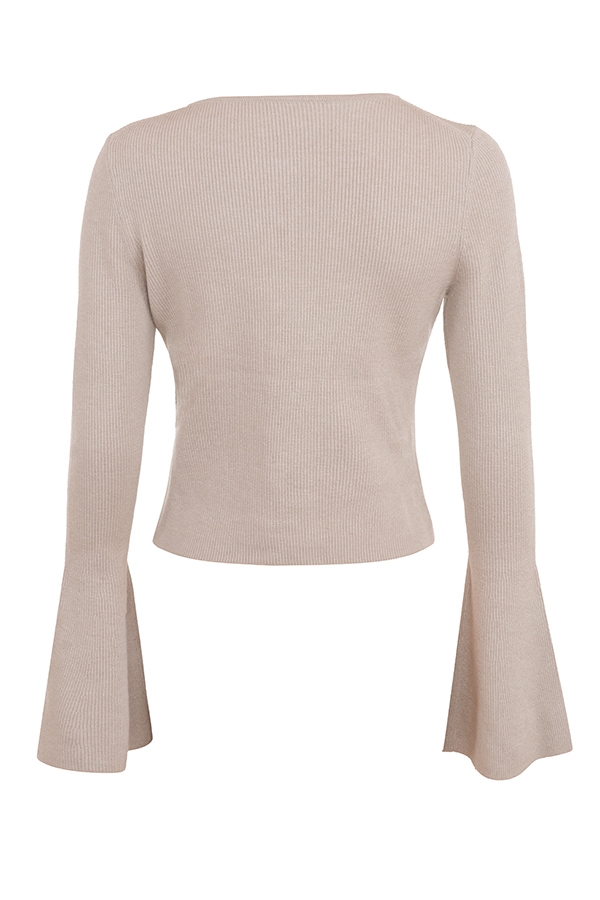 langarm-strickjacke aus wolle und kaschmir in beige