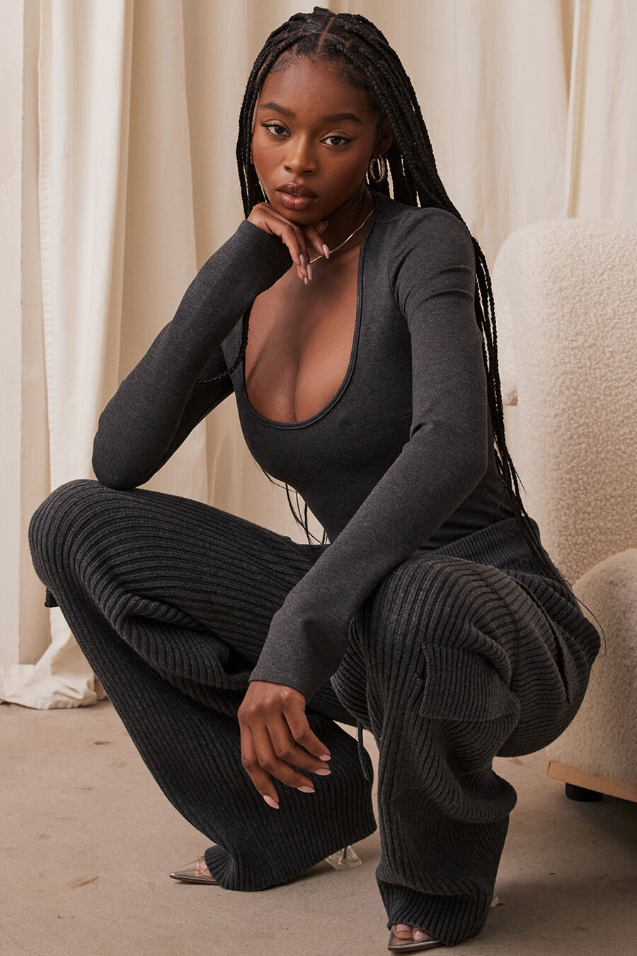 anthrazitfarbener loungewear-body