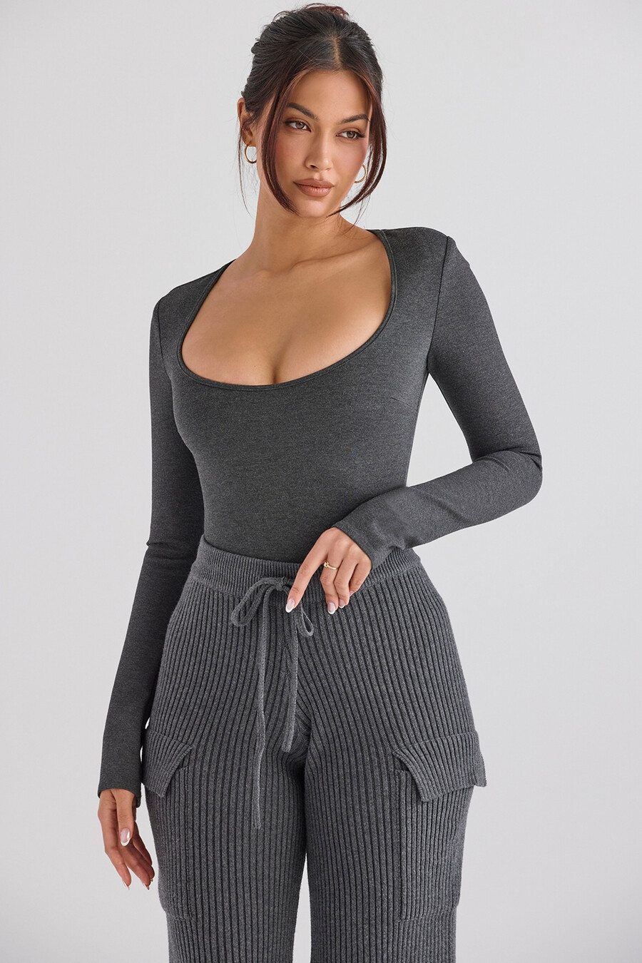 anthrazitfarbener loungewear-body
