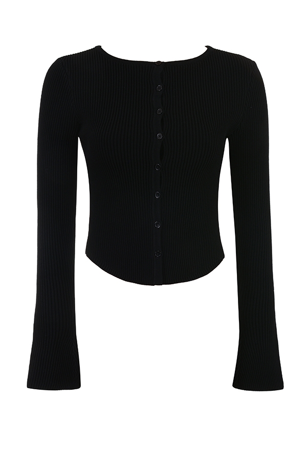 schwarzer rippstrick-cardigan