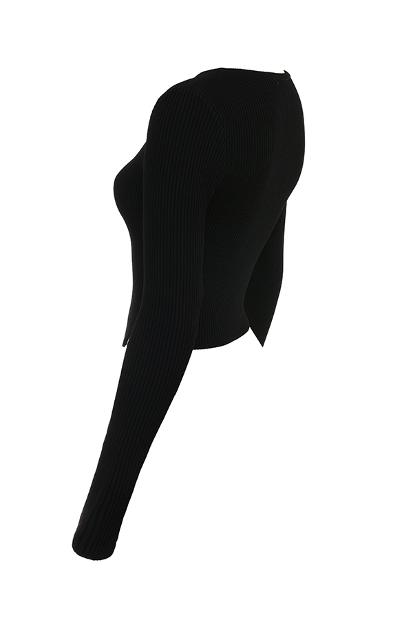 schwarzer rippstrick-cardigan