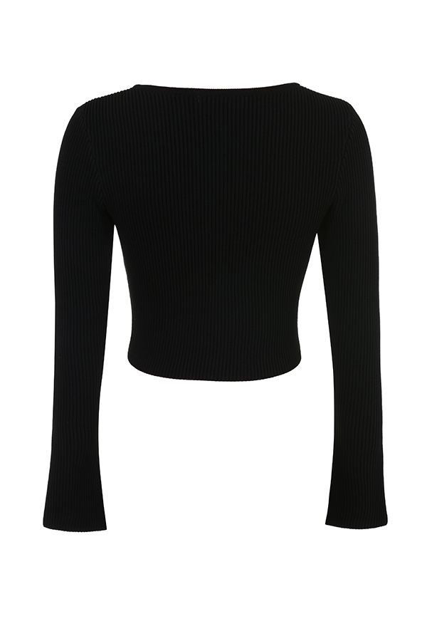 schwarzer rippstrick-cardigan