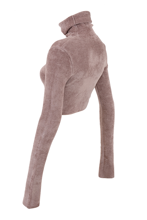 kurzes top aus rosafarbenem chenille