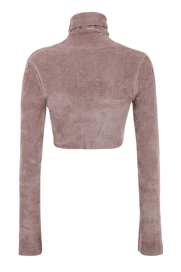 kurzes top aus rosafarbenem chenille