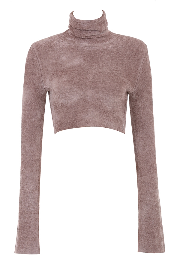 kurzes top aus rosafarbenem chenille