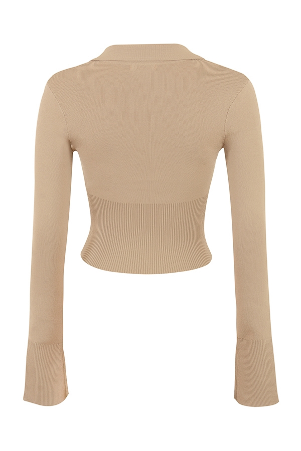 kamelfarbenes stricktop