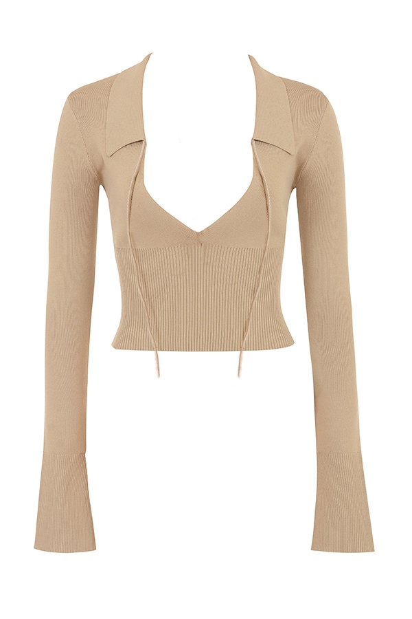 kamelfarbenes stricktop
