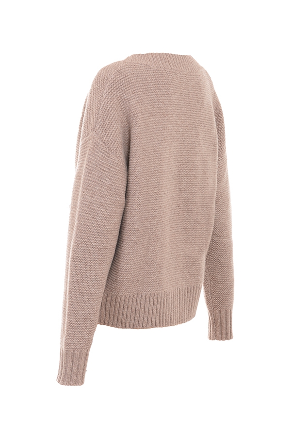 gerstengrauer grob gestrickter cardigan aus naturwolle