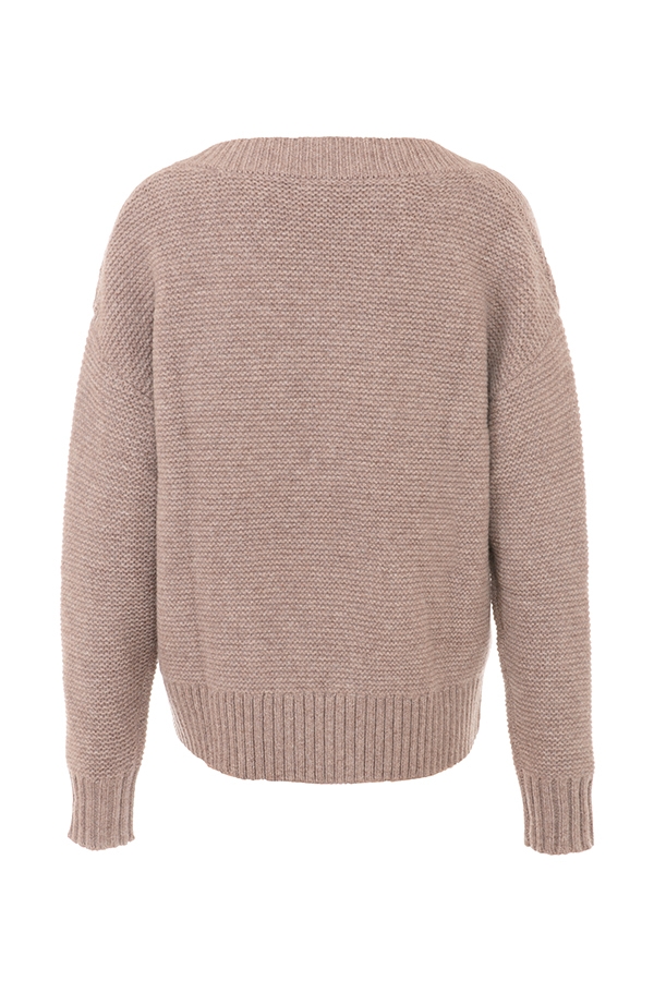 gerstengrauer grob gestrickter cardigan aus naturwolle