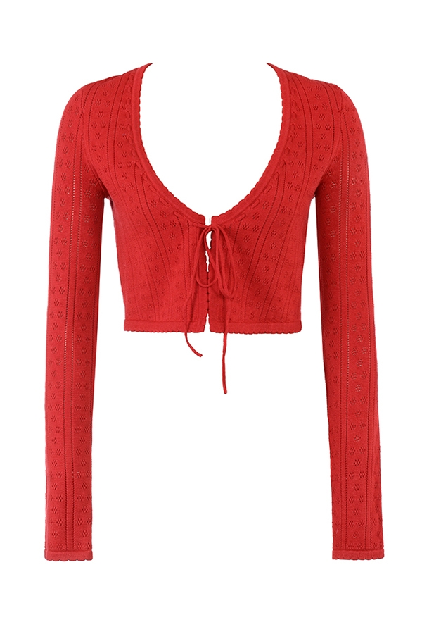 kirschrotes rippstrickoberteil