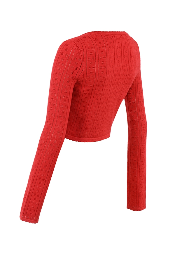 kirschrotes rippstrickoberteil