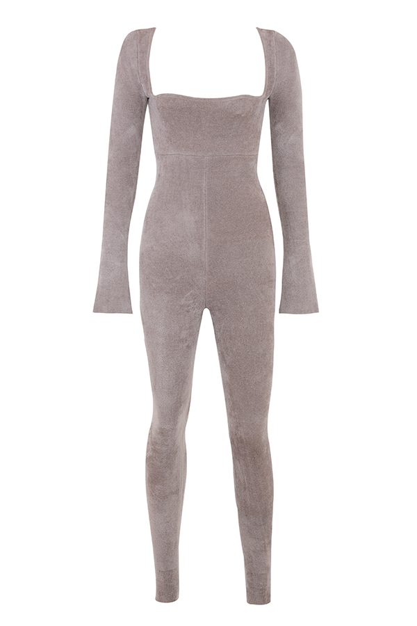 loungewear jumpsuit aus schwerem chenille in nerzoptik