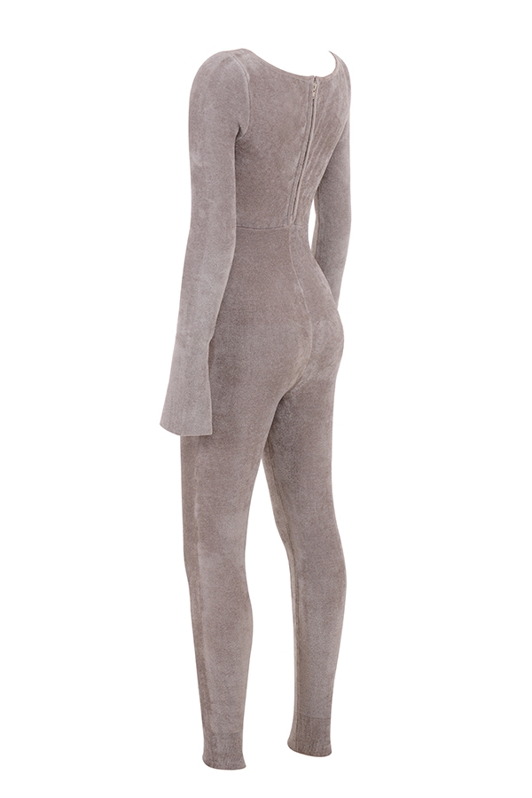 loungewear jumpsuit aus schwerem chenille in nerzoptik