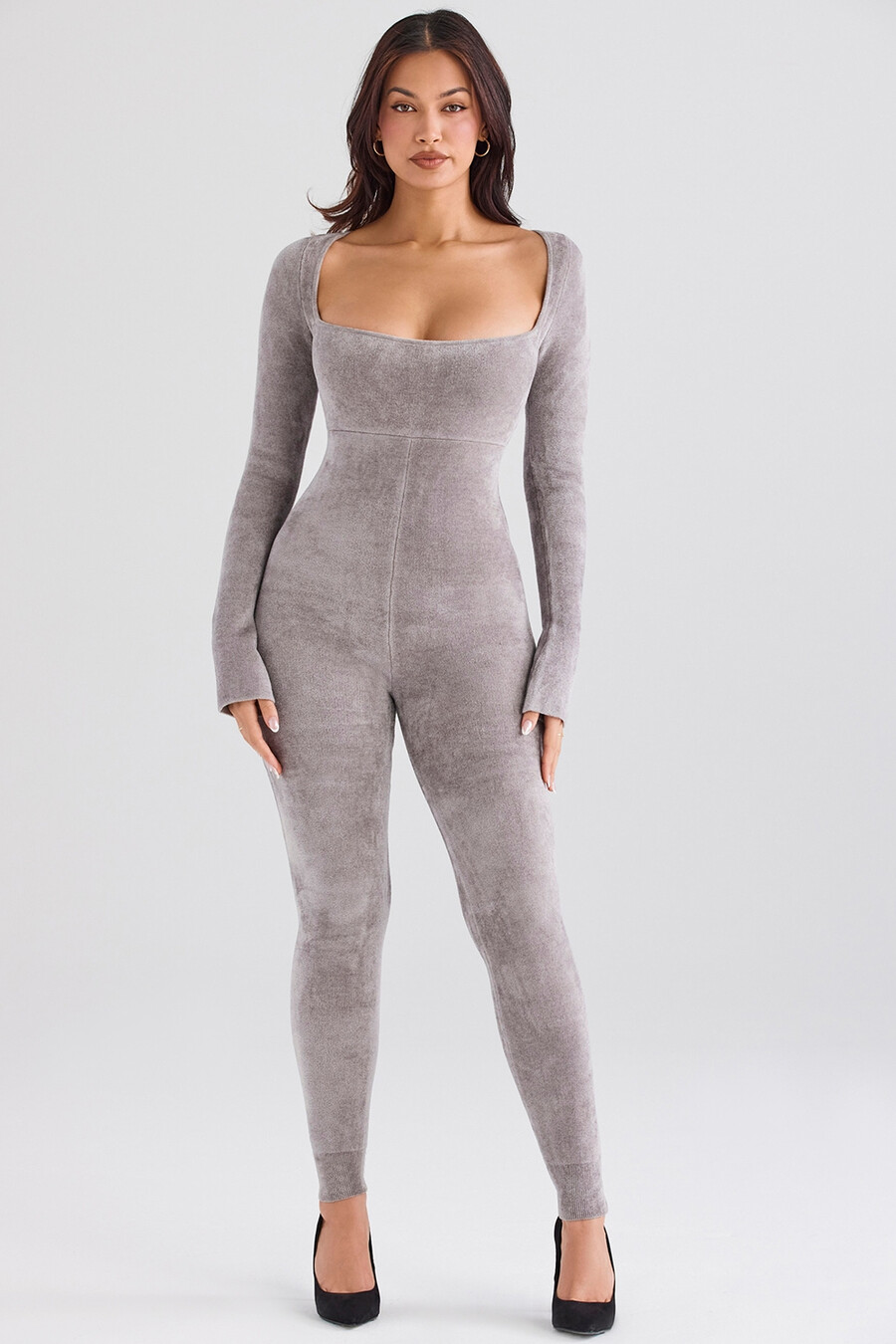 loungewear jumpsuit aus schwerem chenille in nerzoptik