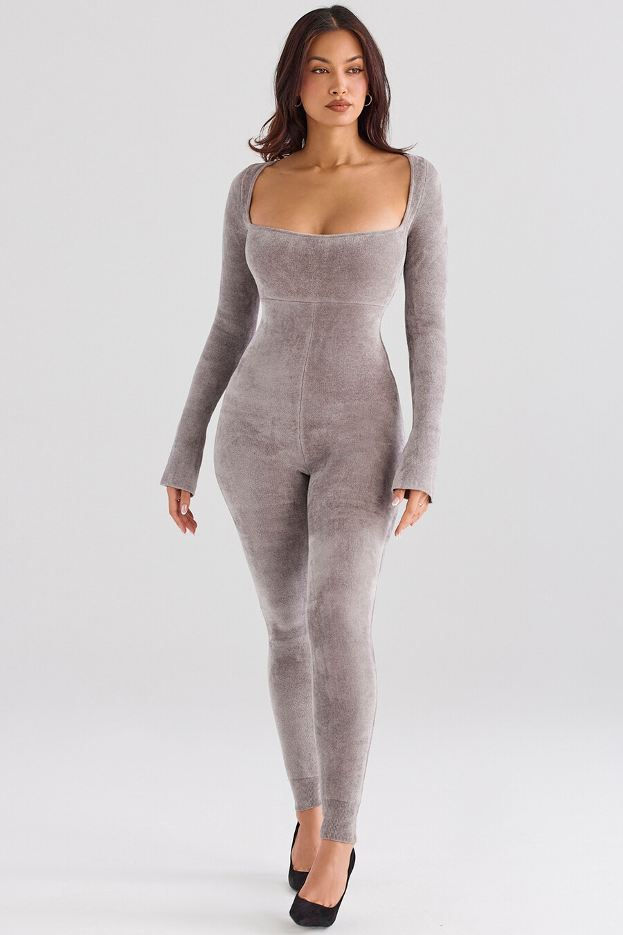 loungewear jumpsuit aus schwerem chenille in nerzoptik
