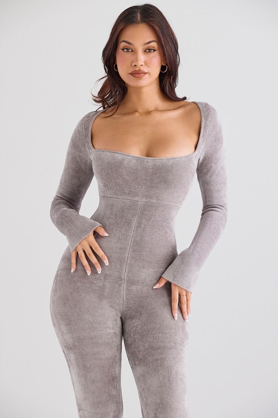 loungewear jumpsuit aus schwerem chenille in nerzoptik