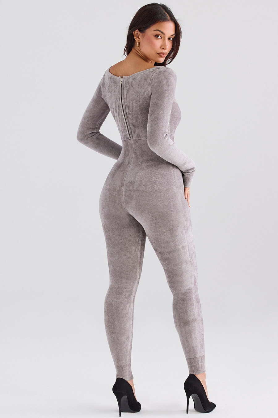 loungewear jumpsuit aus schwerem chenille in nerzoptik