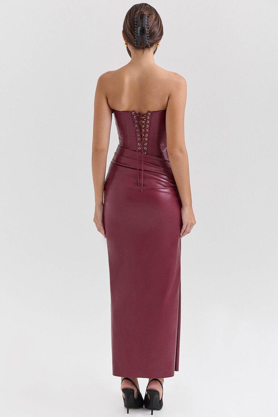cabernet veganes leder midikleid