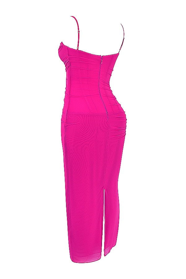fuchsiafarbenes maxikleid