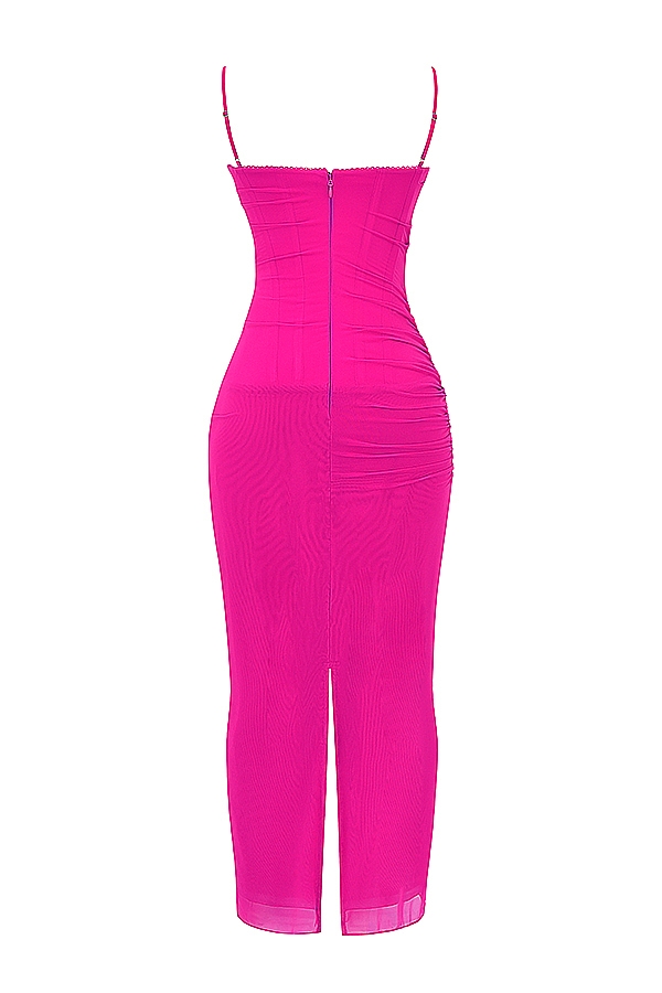 fuchsiafarbenes maxikleid
