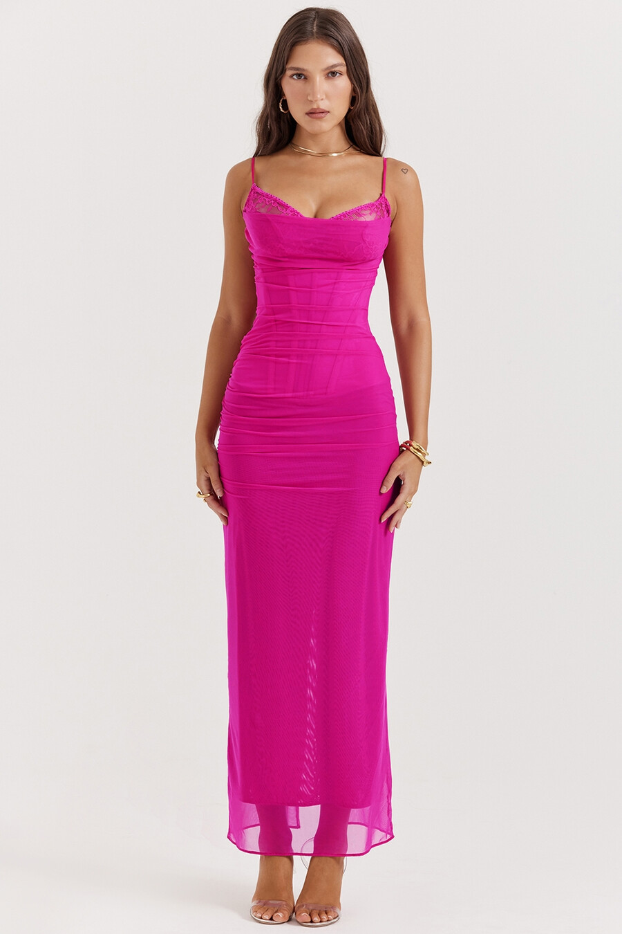 fuchsiafarbenes maxikleid