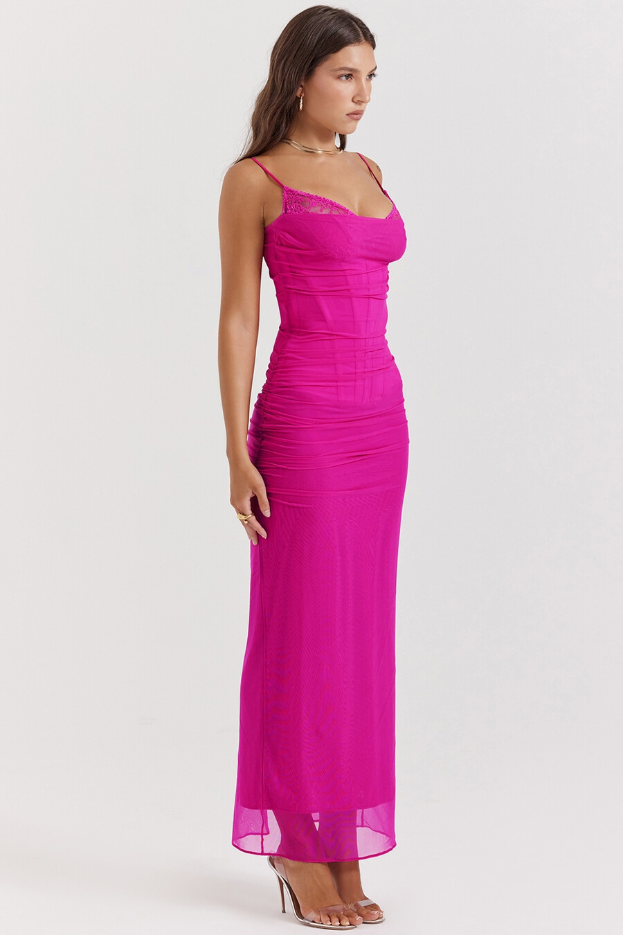 fuchsiafarbenes maxikleid