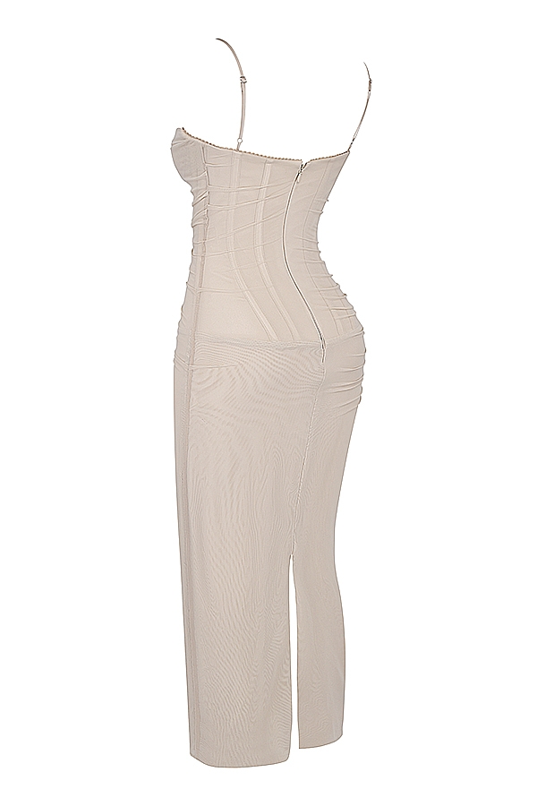 sandfarbenes maxikleid