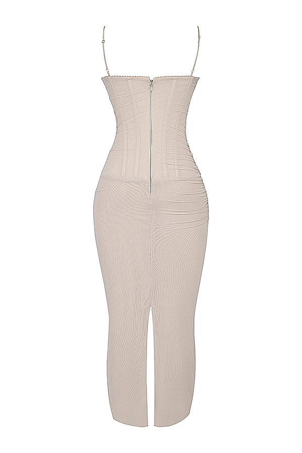 sandfarbenes maxikleid